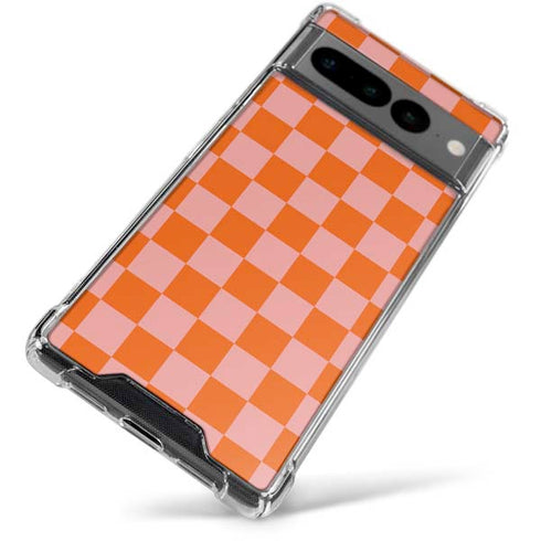 Orange Checkered Google Pixel 7 Pro Clear Case